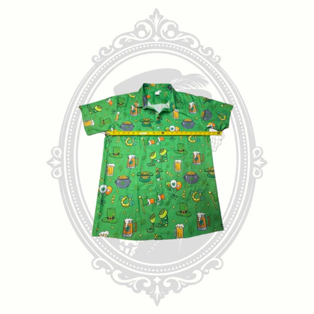 St. Patrick's Day Button Front Shirt Men's Large Beer Shamrocks Lucky Irish