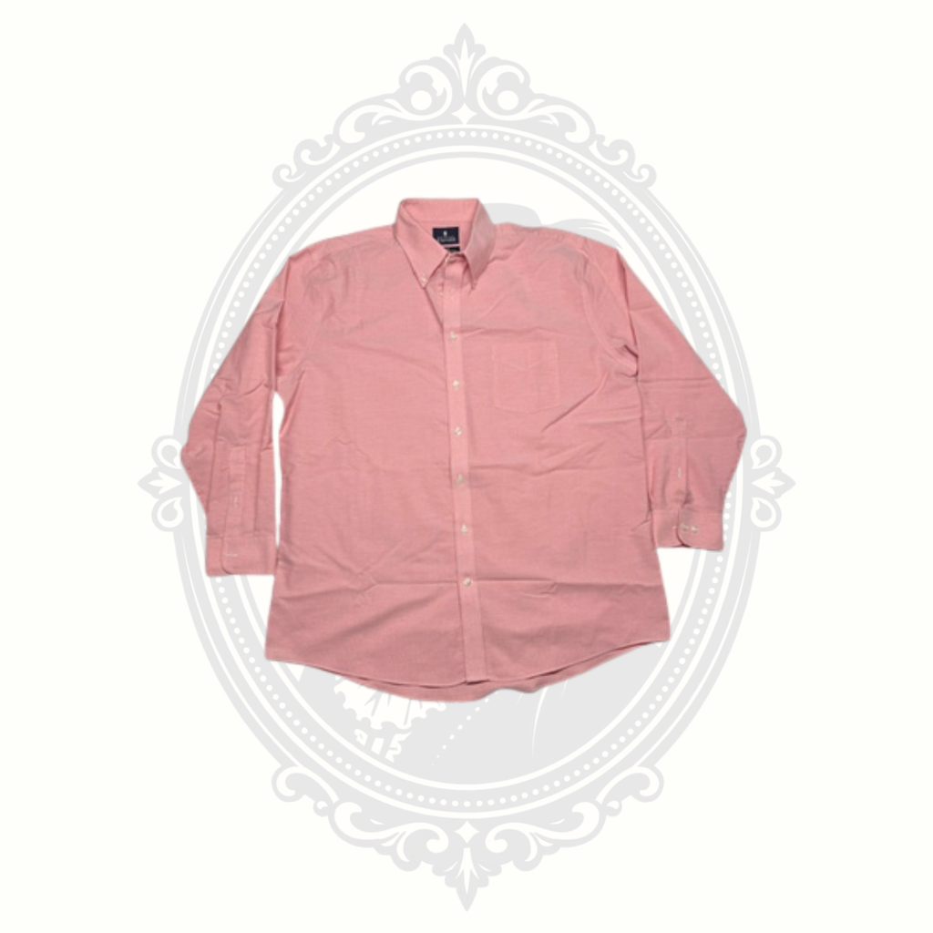 Stafford Travel Wrinkle-Free Oxford Dress Shirt Men's 17.5 34/35 Salmon Regular Fit