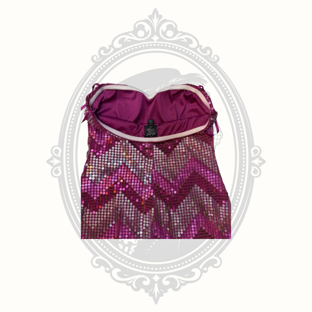 Love Reign Strapless Pink Sequin Chevron Mini Dress Size M Party Homecoming