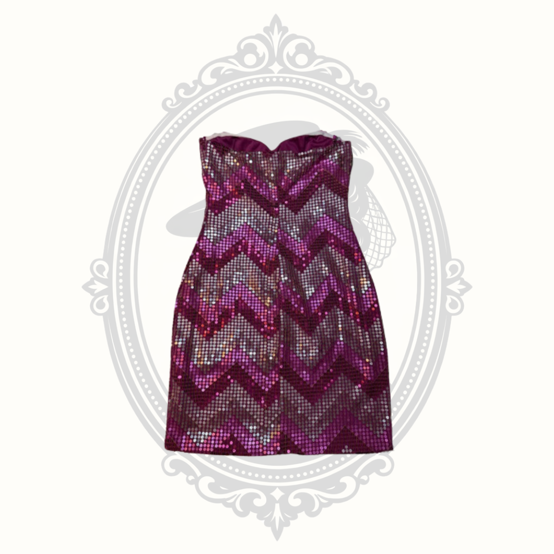 Love Reign Strapless Pink Sequin Chevron Mini Dress Size M Party Homecoming