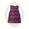 Love Reign Strapless Pink Sequin Chevron Mini Dress Size M Party Homecoming