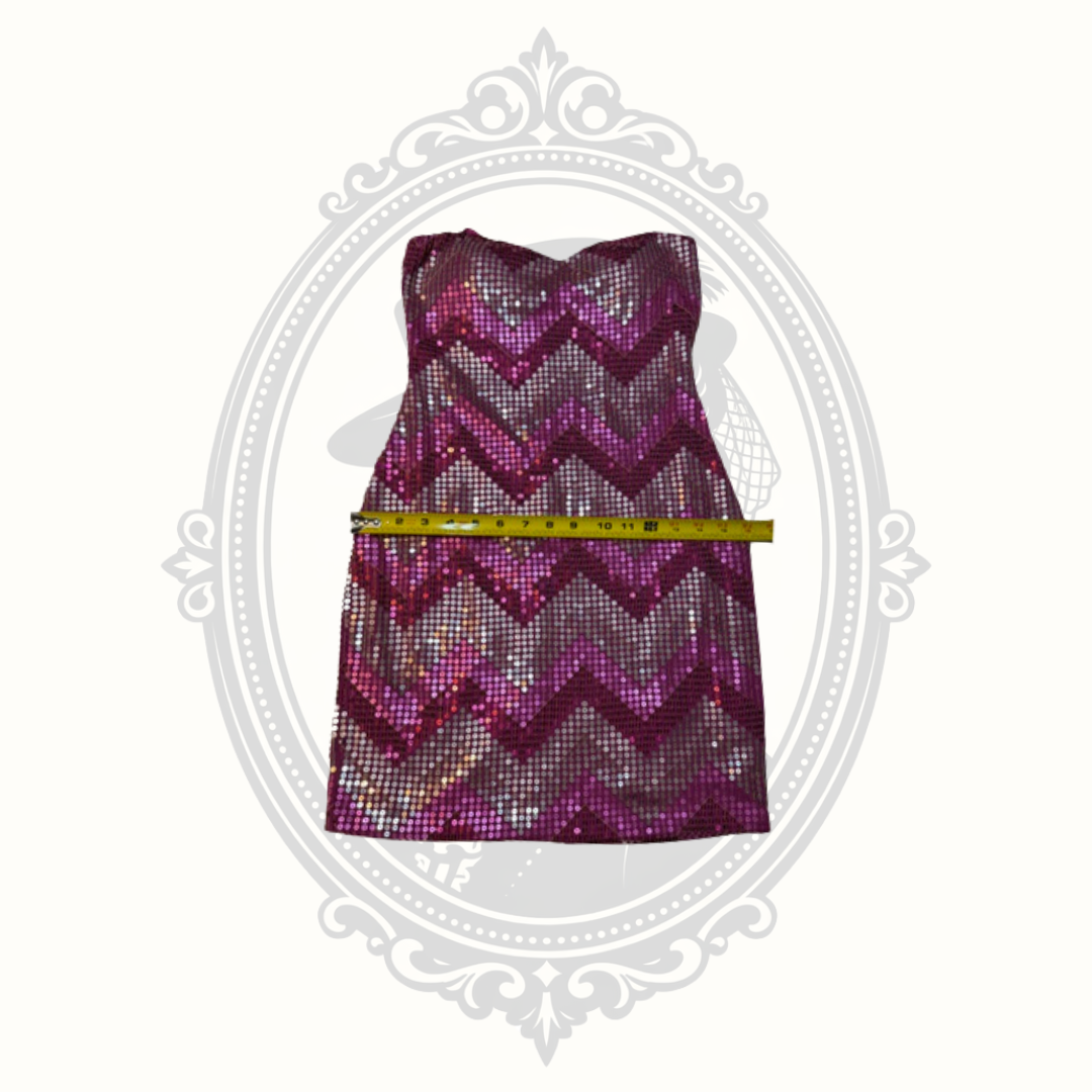 Love Reign Strapless Pink Sequin Chevron Mini Dress Size M Party Homecoming
