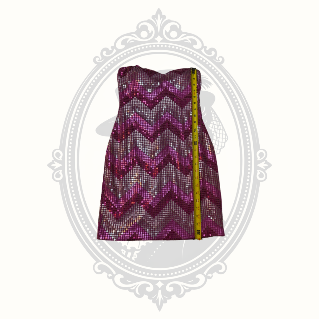 Love Reign Strapless Pink Sequin Chevron Mini Dress Size M Party Homecoming