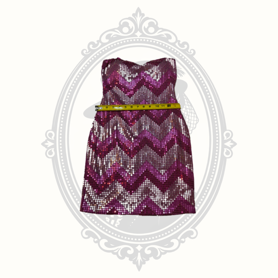Love Reign Strapless Pink Sequin Chevron Mini Dress Size M Party Homecoming