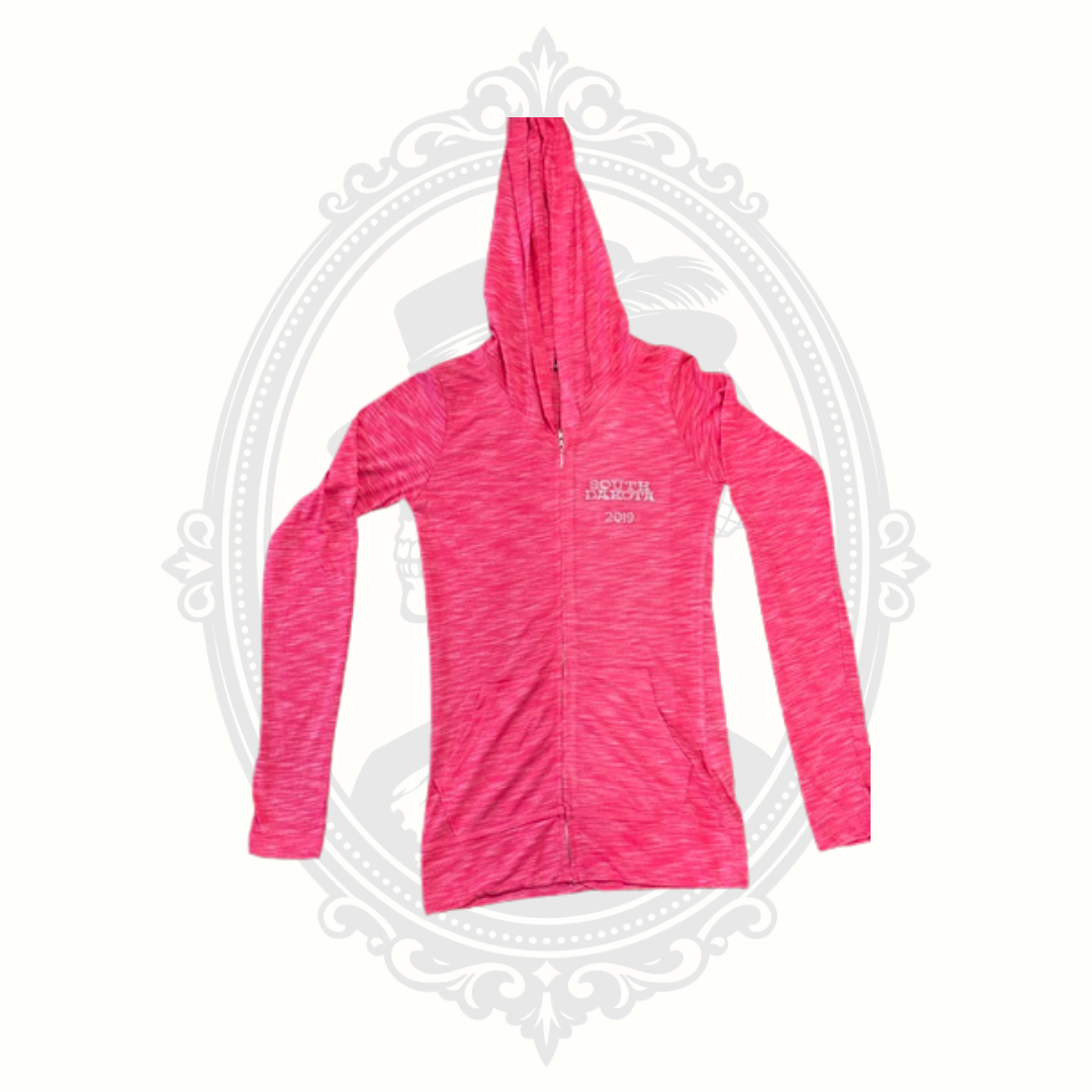 Pink Sturgis Motorcycle Rally 2019 hooded zip top front view