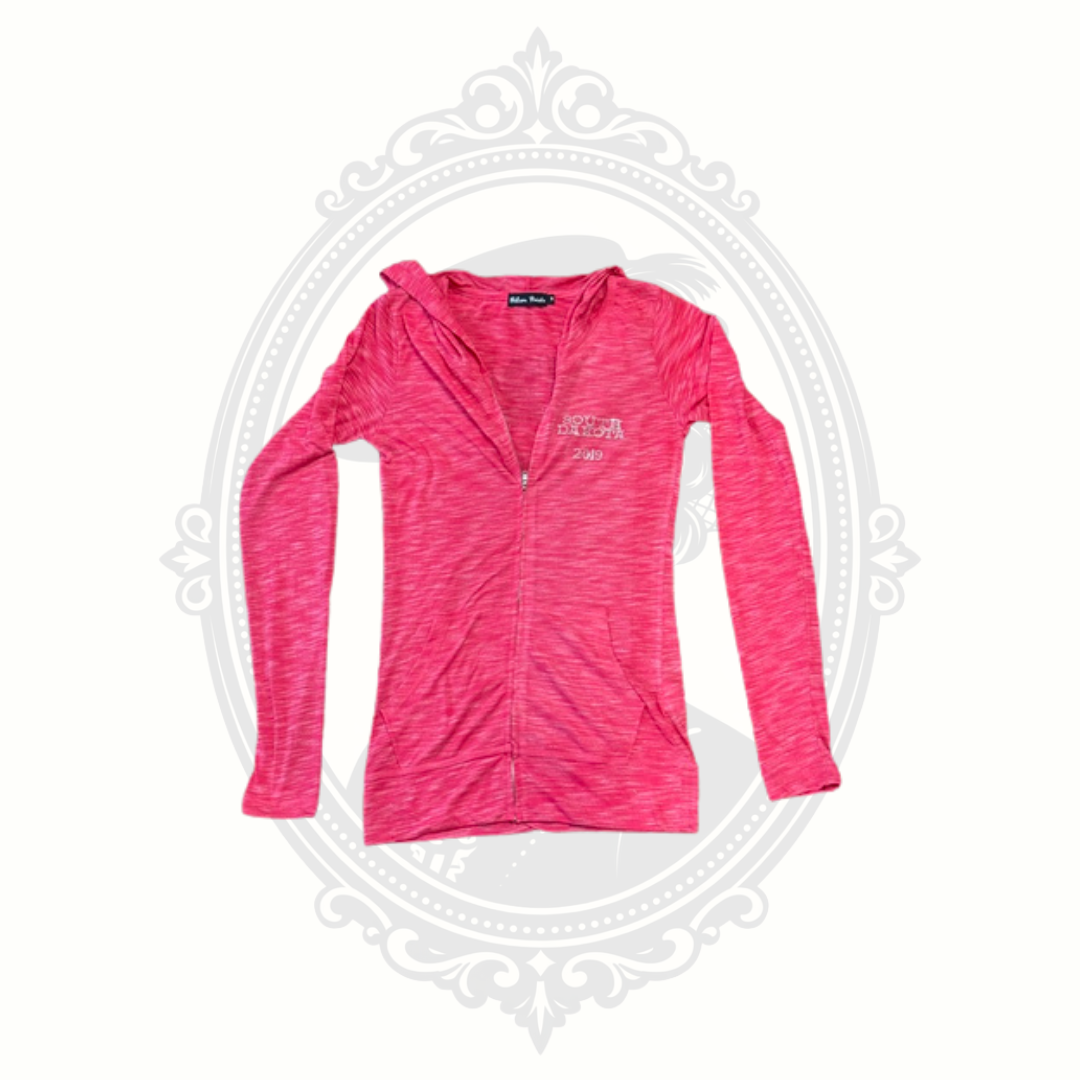 Pink Sturgis Motorcycle Rally 2019 hooded zip top front view