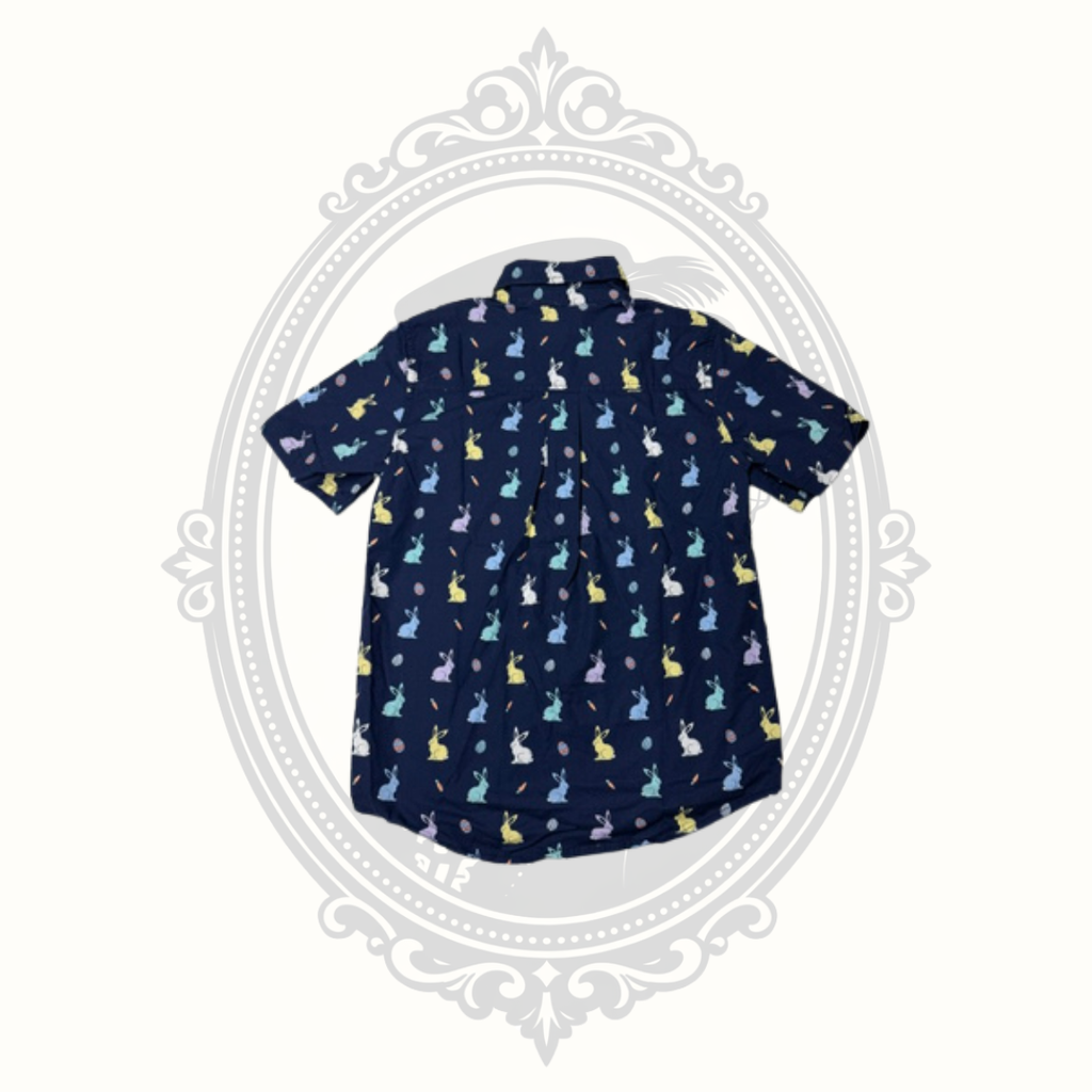 The Children's Place Boys Easter Bunny Button-Up Shirt Size 7/8 100% Cotton