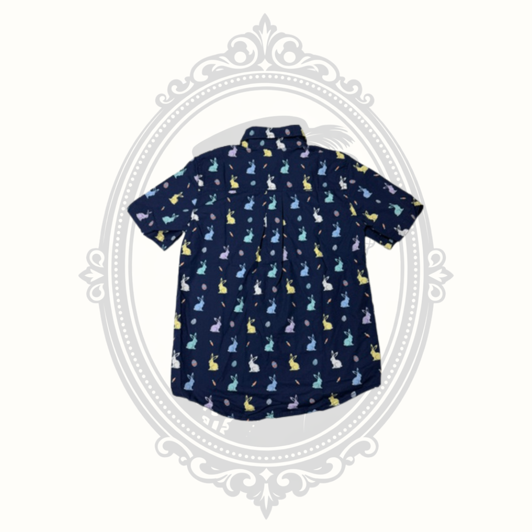 The Children's Place Boys Easter Bunny Button-Up Shirt Size 7/8 100% Cotton