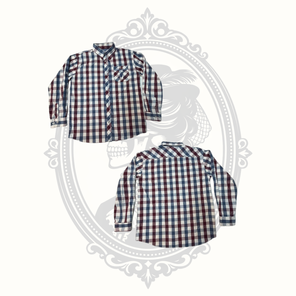 U.S. Polo Assn. Boys Plaid Button Front Shirt Size 14/16 100% Cotton Long Sleeve