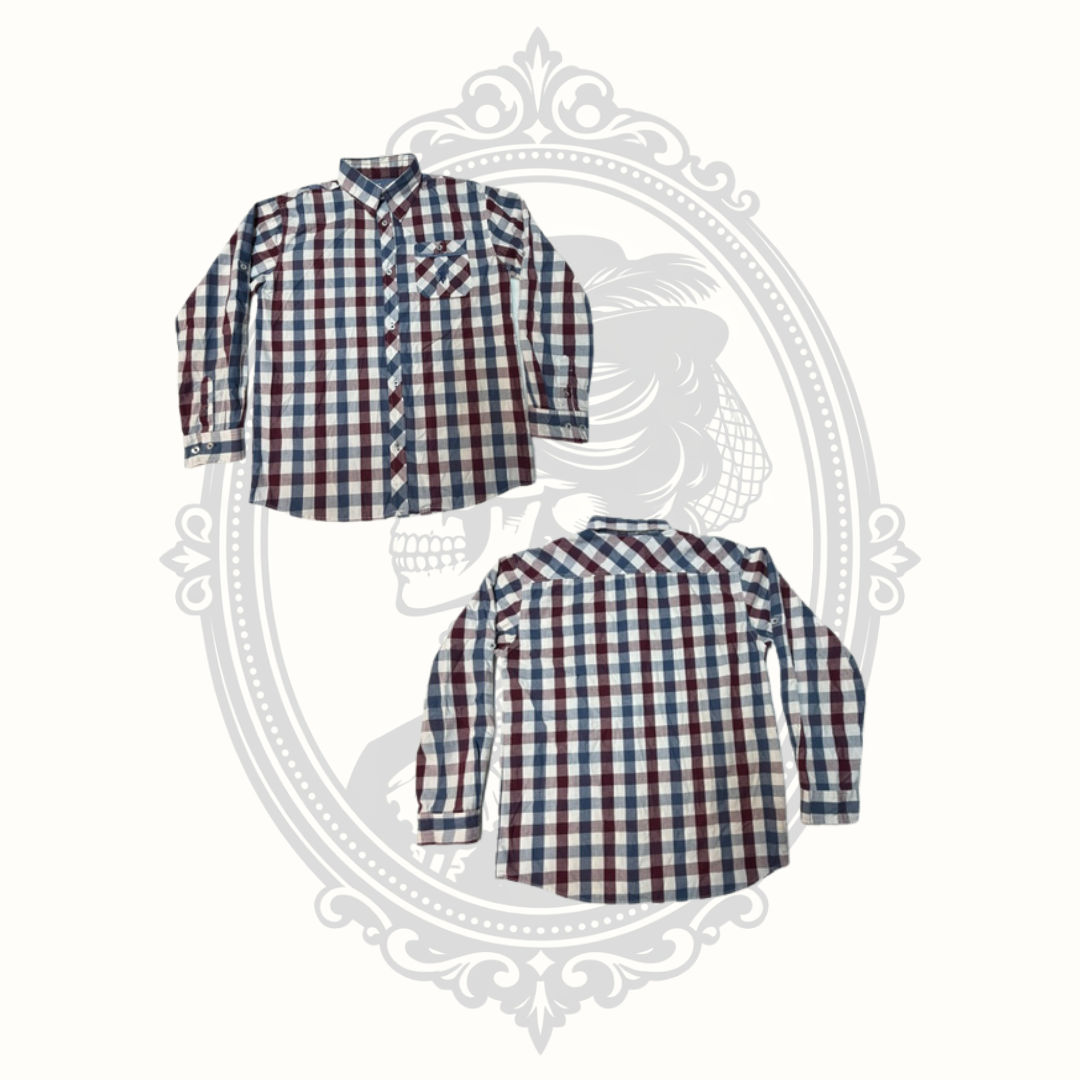 U.S. Polo Assn. Boys Plaid Button Front Shirt Size 14/16 100% Cotton Long Sleeve