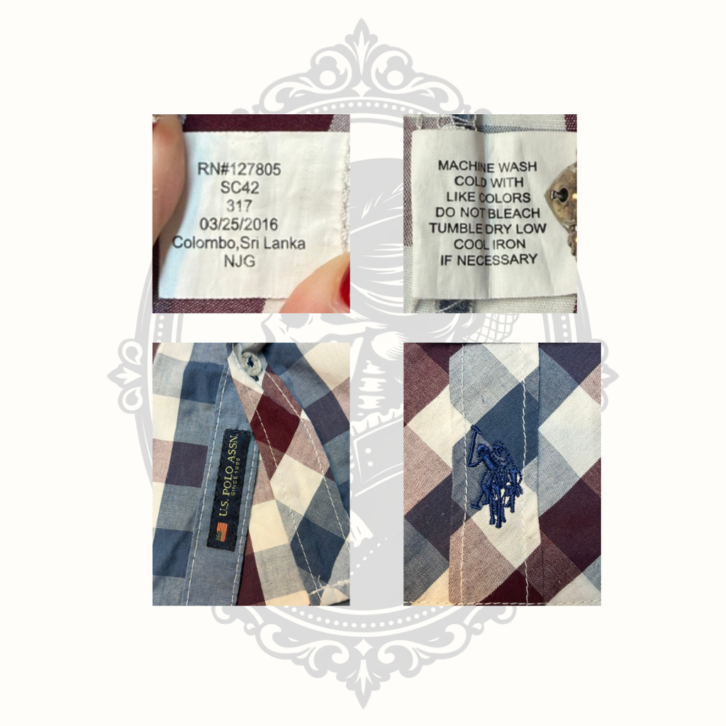 U.S. Polo Assn. Boys Plaid Button Front Shirt Size 14/16 100% Cotton Long Sleeve