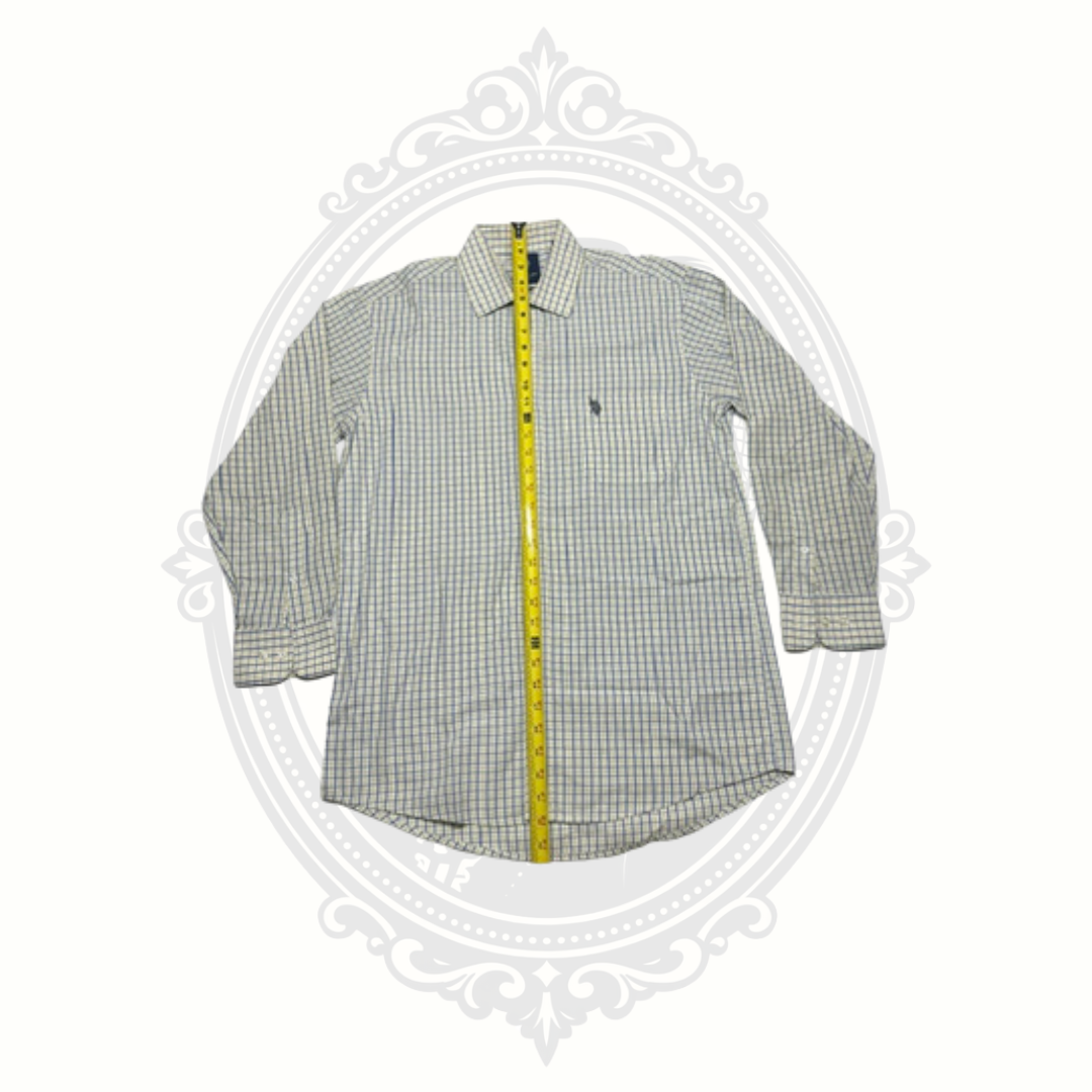 U.S. Polo Assn. Men's Slim Fit Plaid Button Front Shirt Yellow Blue Size Large