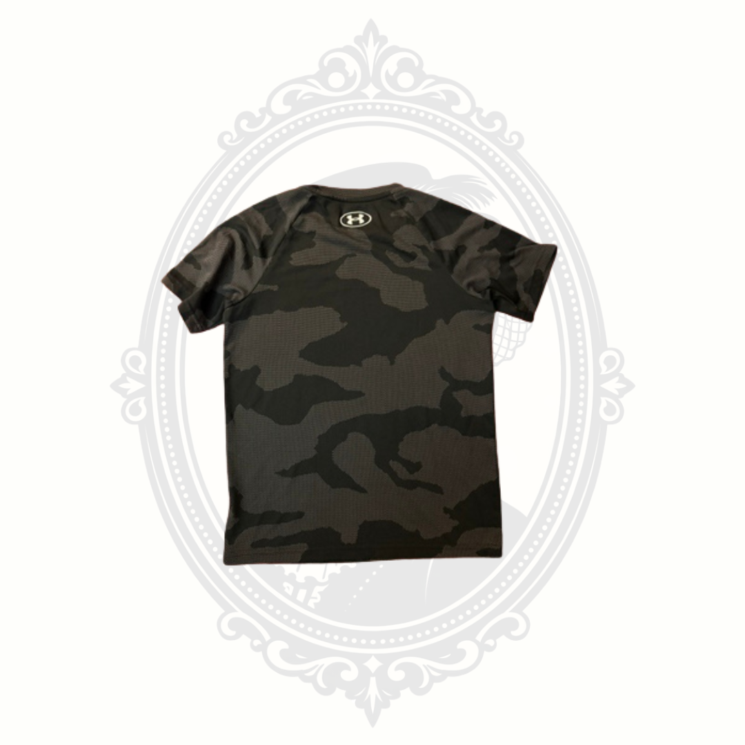 Under Armour Boys HeatGear Camo Performance Shirt Youth Medium Loose Fit Black Gray
