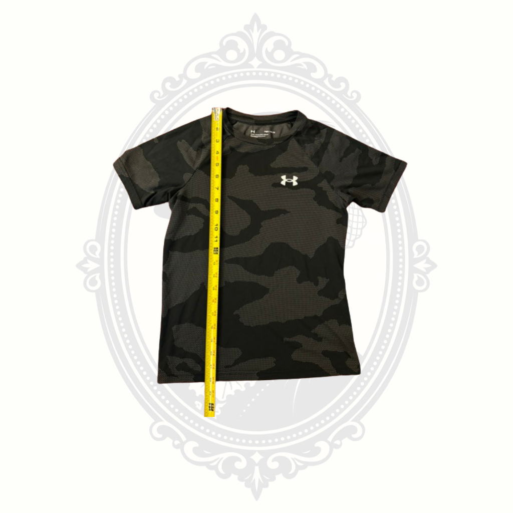 Under Armour Boys HeatGear Camo Performance Shirt Youth Medium Loose Fit Black Gray