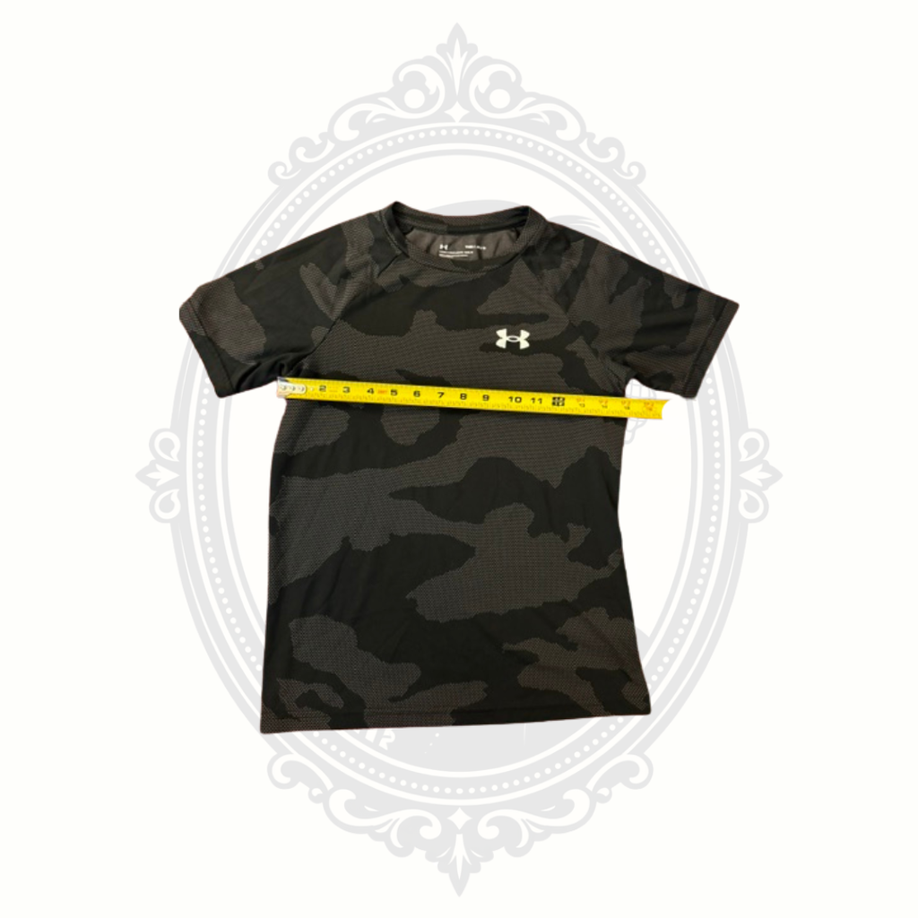 Under Armour Boys HeatGear Camo Performance Shirt Youth Medium Loose Fit Black Gray