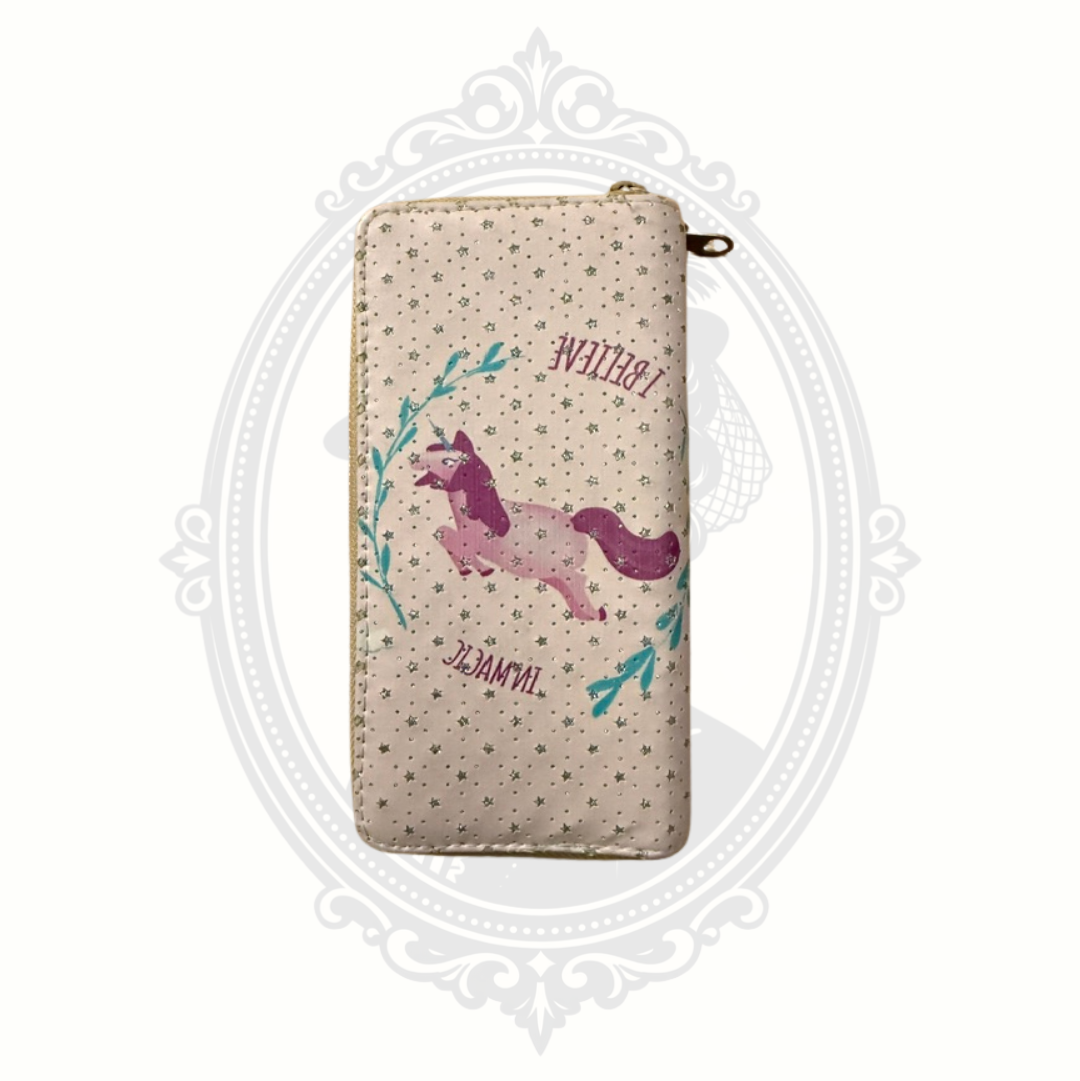 Unicorn Double Zip Wallet – I Believe In Magic Glitter Organizer