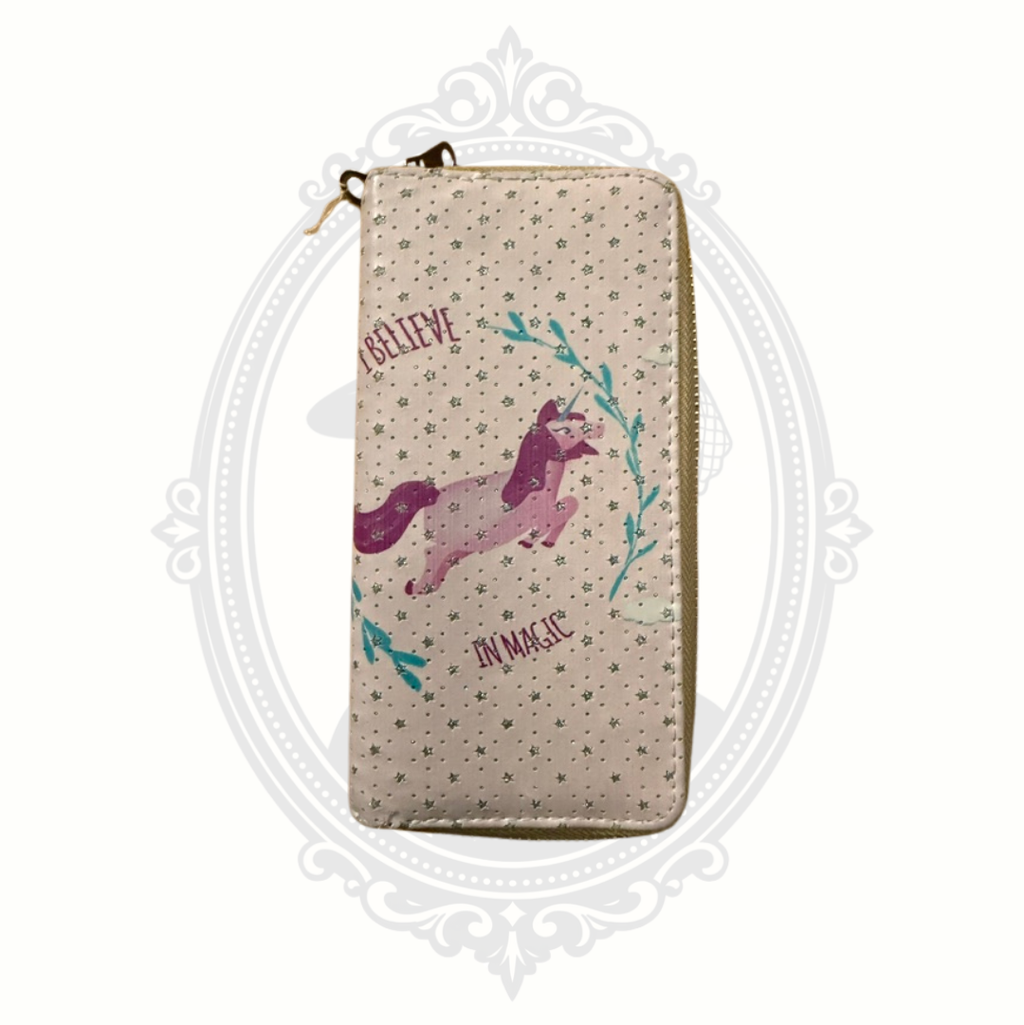 Unicorn Double Zip Wallet – I Believe In Magic Glitter Organizer