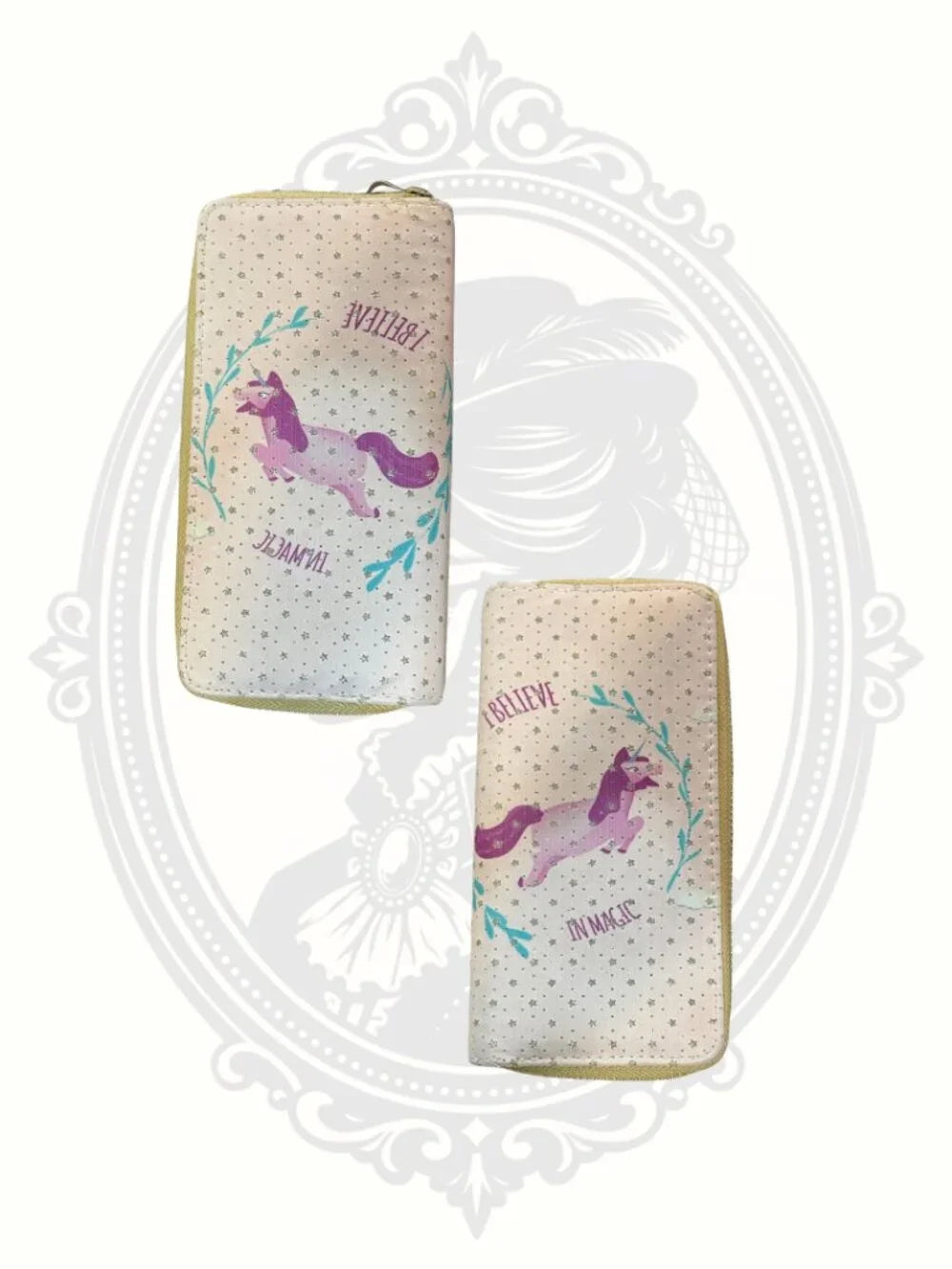 Unicorn Double Zip Wallet – I Believe In Magic Glitter Organizer