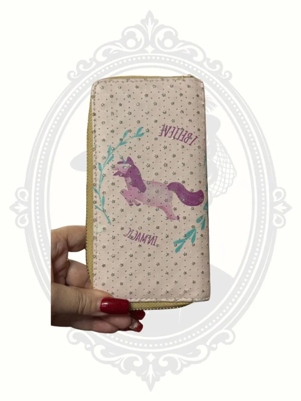 Unicorn Double Zip Wallet – I Believe In Magic Glitter Organizer