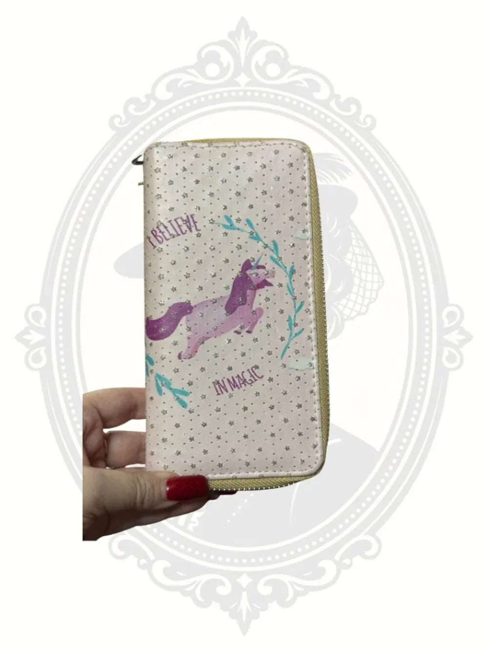Unicorn Double Zip Wallet – I Believe In Magic Glitter Organizer