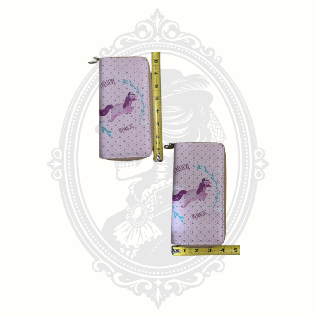 Unicorn Double Zip Wallet – I Believe In Magic Glitter Organizer