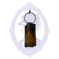 Front view of brown leather lighter holder with embossed horse head