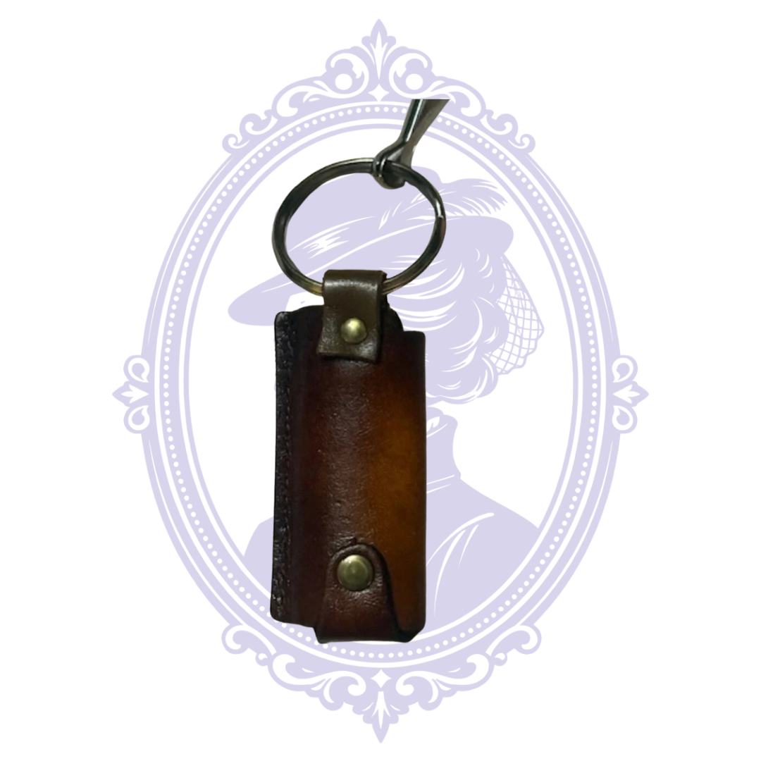 Back of vintage full-body horse leather lighter holder