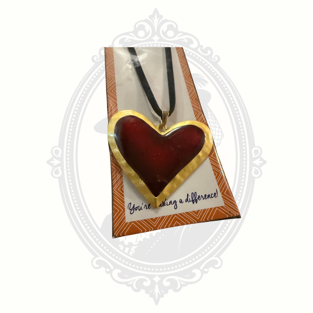 ClaudiaG Oversized Burgundy Heart Pendant Necklace NWT