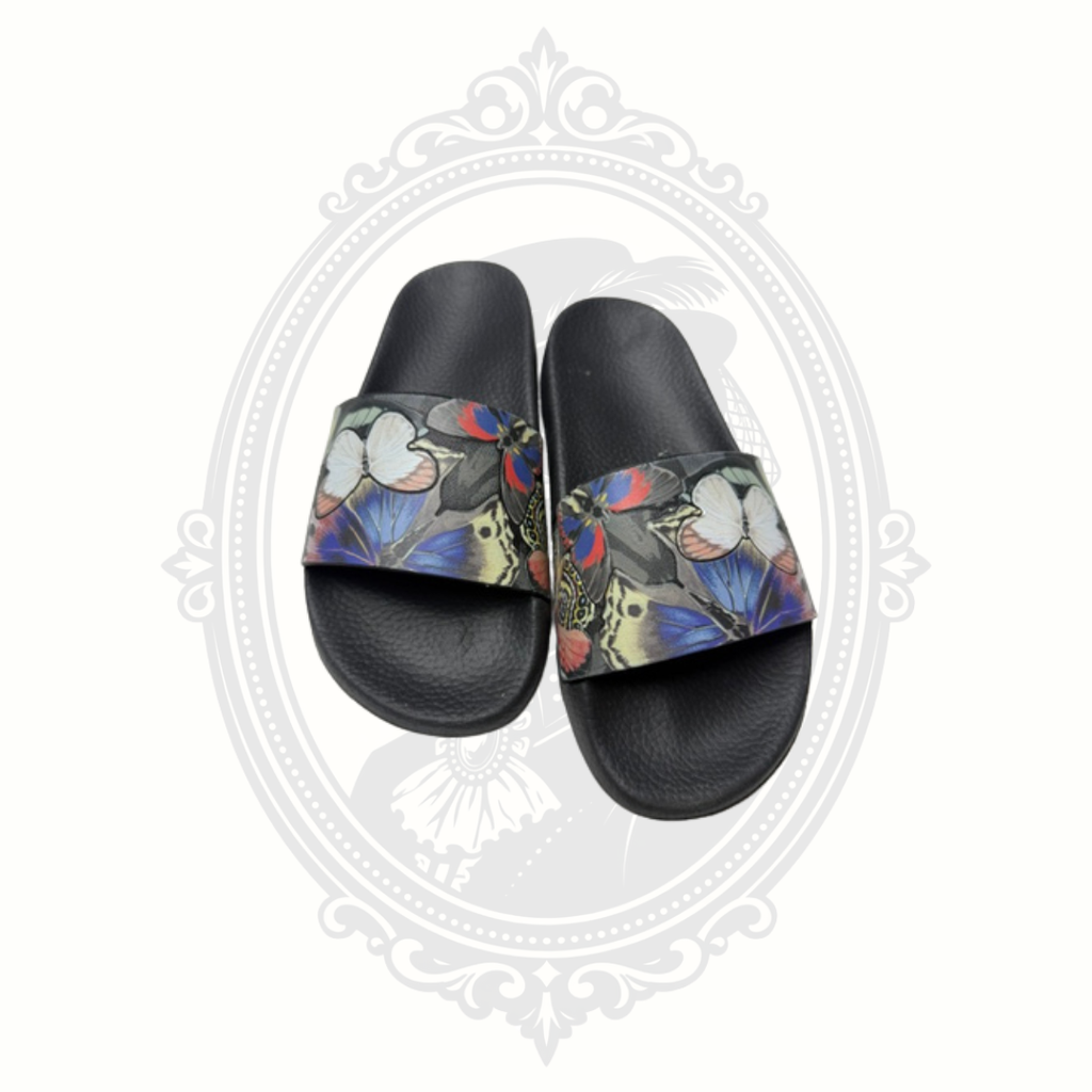 Valentino Garavani Butterfly Pool Slide Sandals – Multicolor Print – Made in Italy – Women's EU 38 / US 8