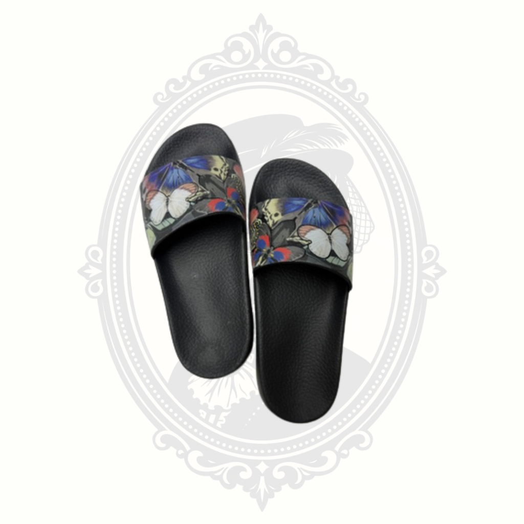 Valentino Garavani Butterfly Pool Slide Sandals – Multicolor Print – Made in Italy – Women's EU 38 / US 8