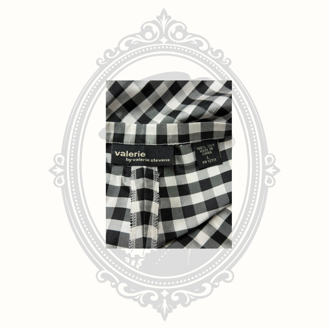 Valerie by Valerie Stevens 100% Silk Buffalo Check Dress Pants Women's Large