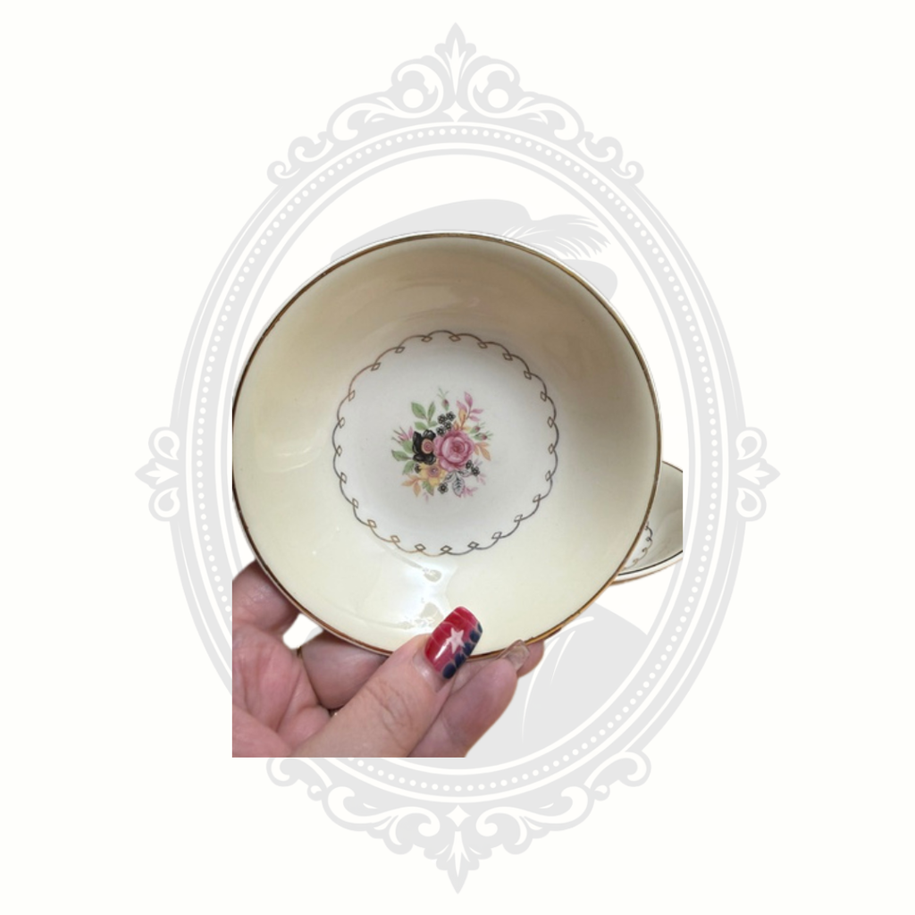 Vintage Paden City Pottery American Rose (PCP88) Fruit Bowls Set of 4 – 22K Gold Filigree – April 1951