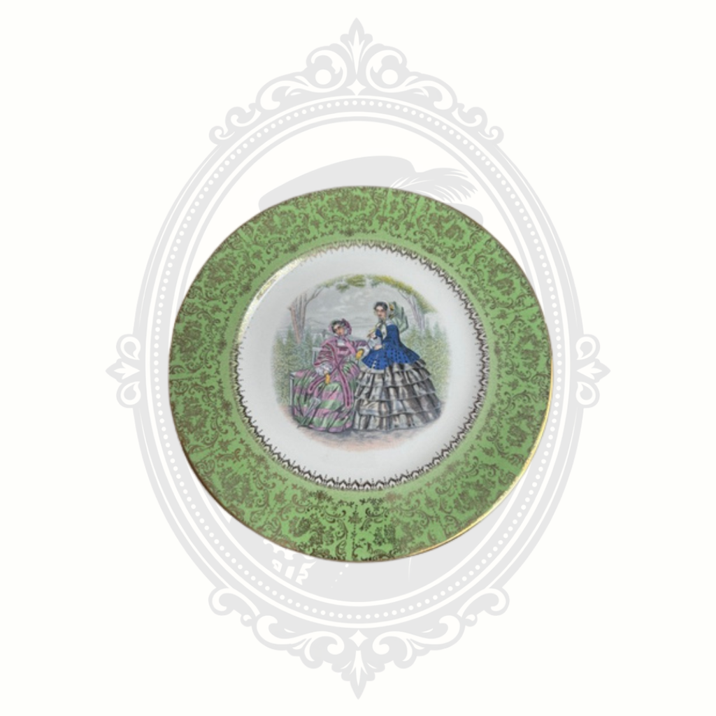 Vintage Salem China Godey Prints Imperial Service Plate – 23K Gold – Victorian Scene