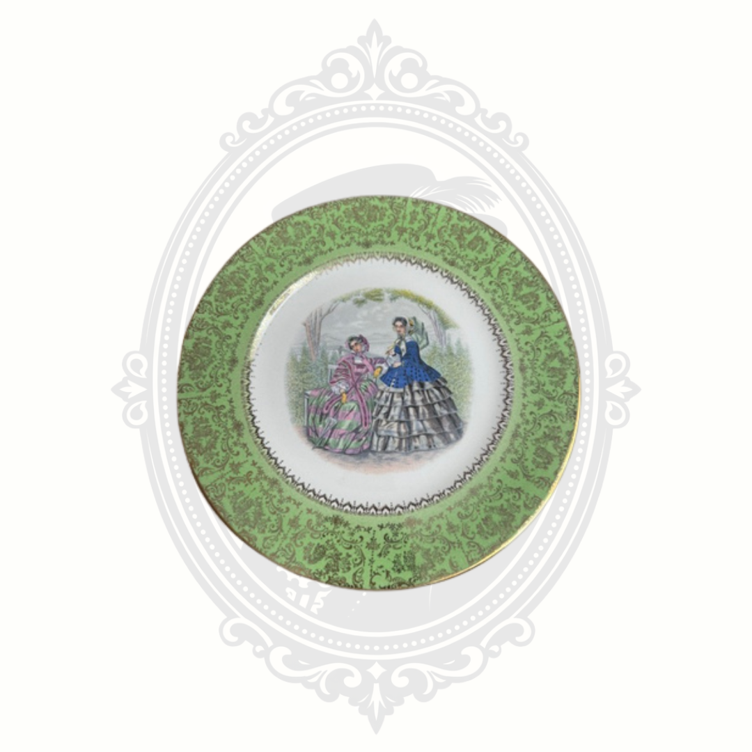 Vintage Salem China Godey Prints Imperial Service Plate – 23K Gold – Victorian Scene