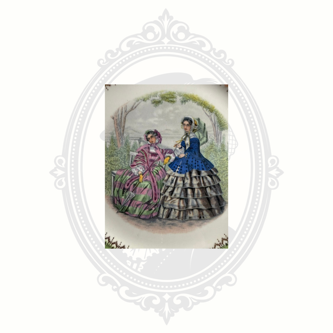 Vintage Salem China Godey Prints Imperial Service Plate – 23K Gold – Victorian Scene