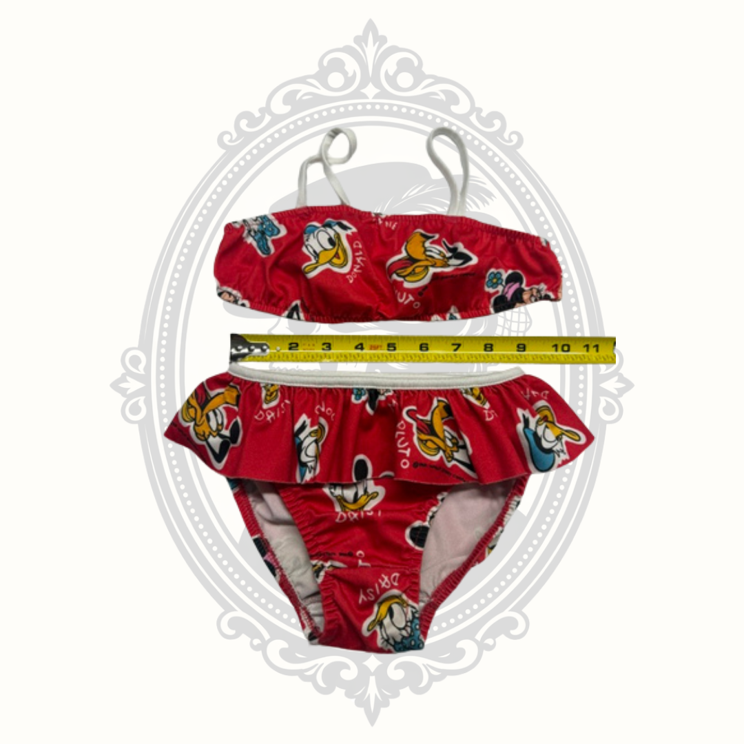 Vintage Disney Character Two-Piece Swimsuit Set Red Size 10 Made in USA