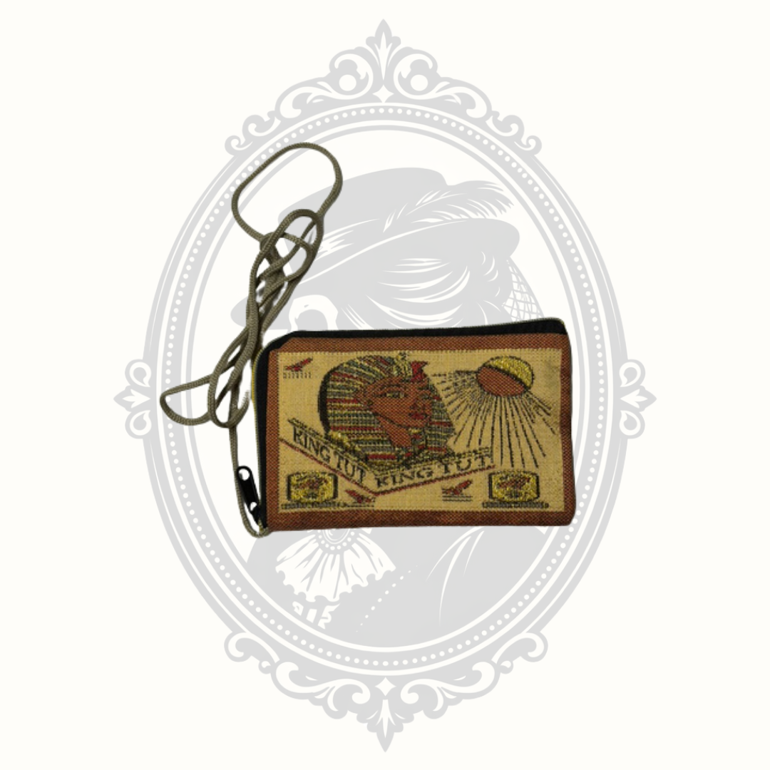 Vintage Egyptian King Tut Woven Tapestry Crossbody Souvenir Bag | Double-Sided