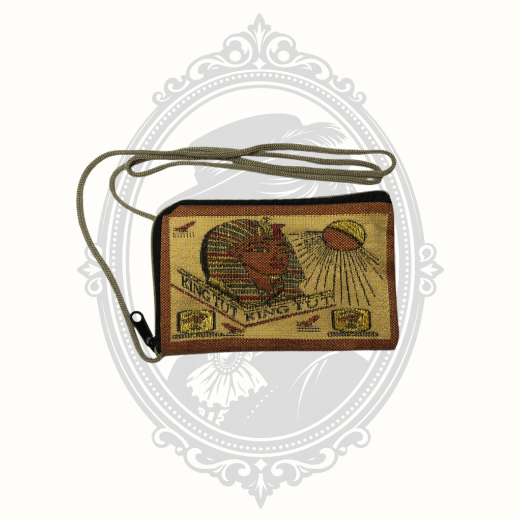 Vintage Egyptian King Tut Woven Tapestry Crossbody Souvenir Bag | Double-Sided