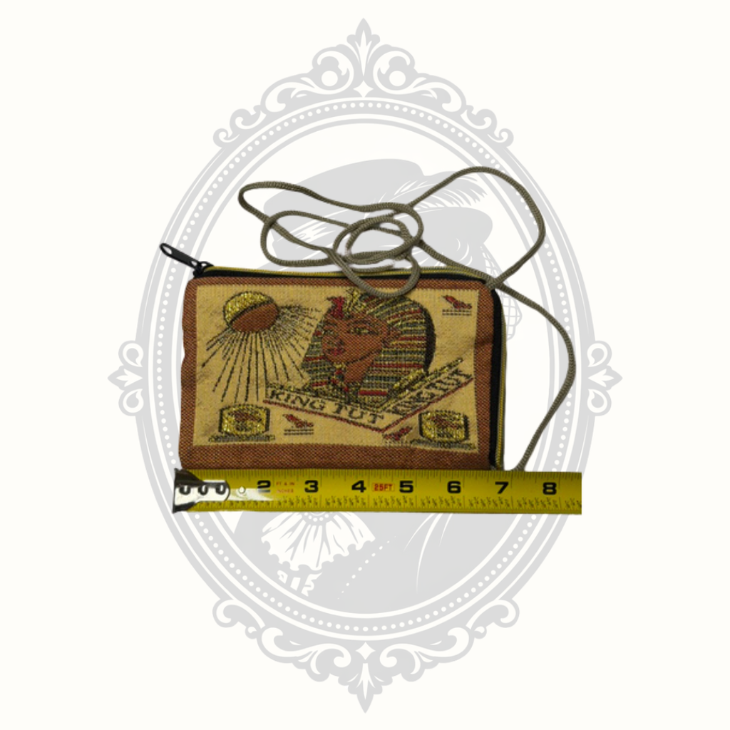 Vintage Egyptian King Tut Woven Tapestry Crossbody Souvenir Bag | Double-Sided