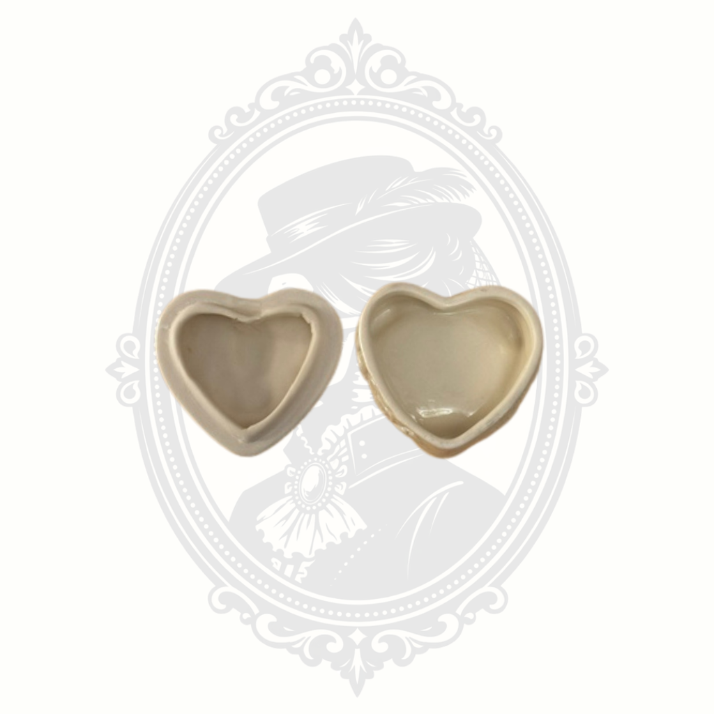 Vintage Heart Shaped Ceramic Trinket Box with Praying Hands & Roses Pearlescent Finish