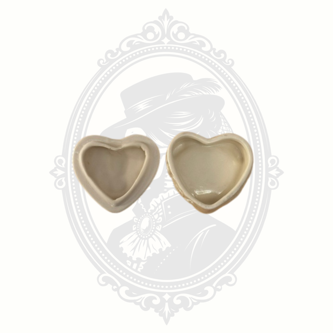 Vintage Heart Shaped Ceramic Trinket Box with Praying Hands & Roses Pearlescent Finish