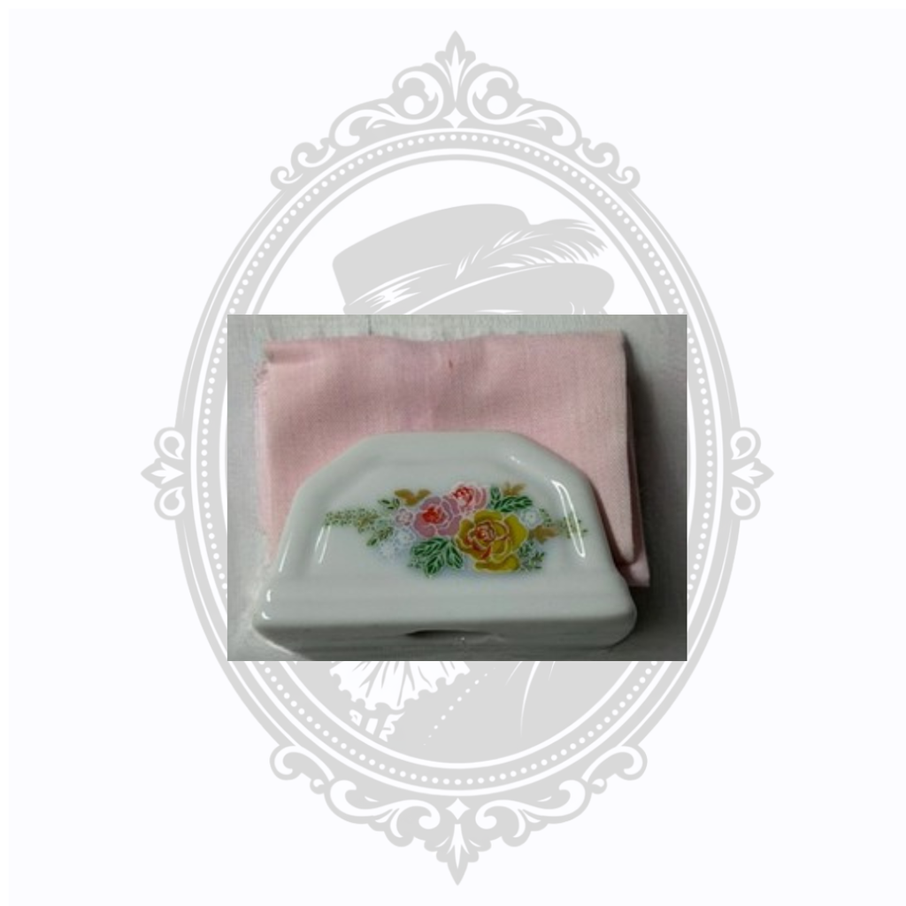Vintage Miniature 18-Piece Porcelain Tea Set with Floral Pattern & Miniature Flatware