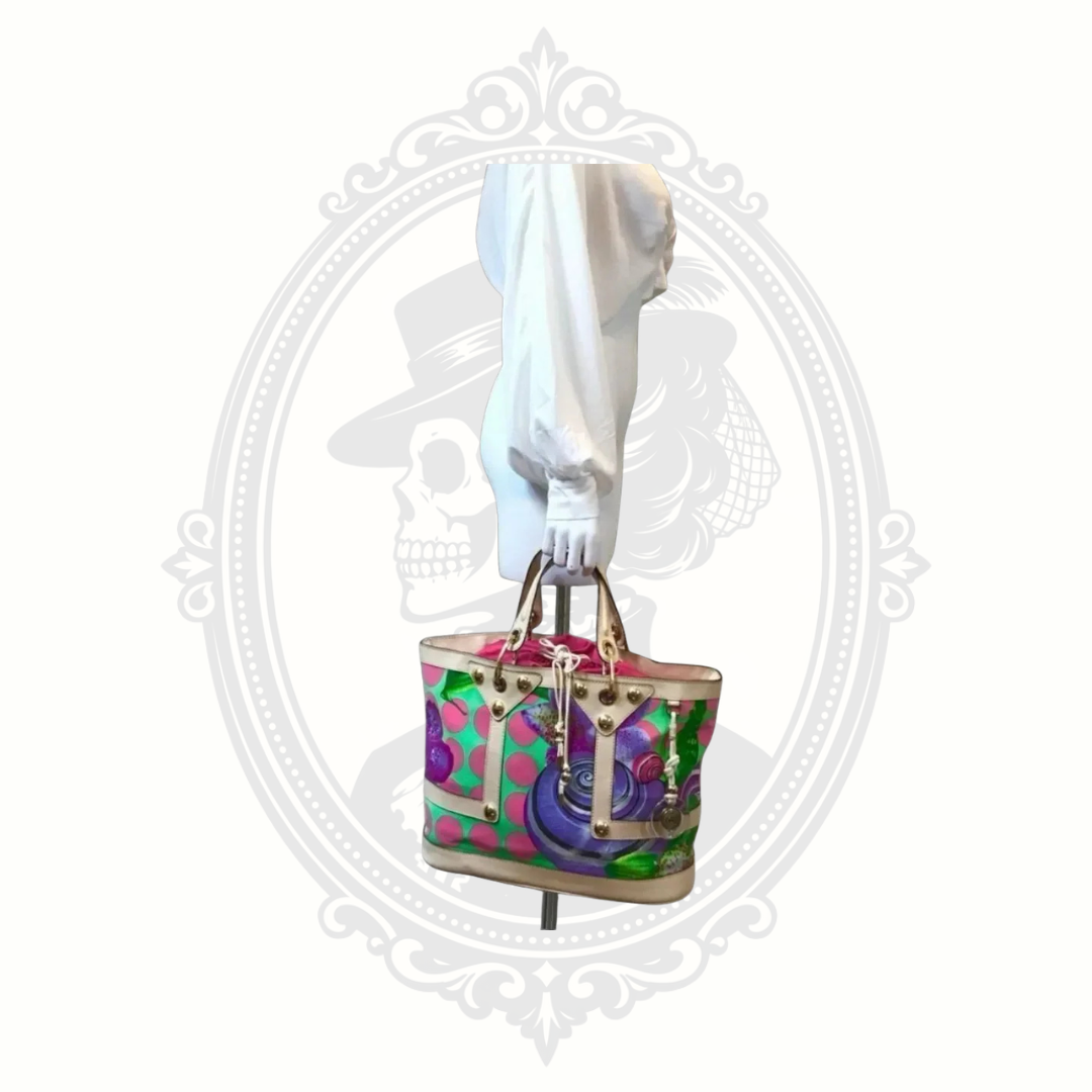 Vintage Versace Spring/Summer 2000 Miami Print Leather & Fabric Tote Bag – Rare Y2K Collectible