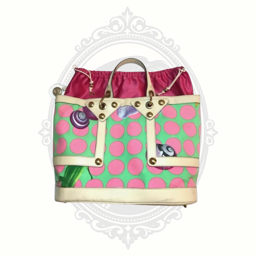 Vintage Versace Spring/Summer 2000 Miami Print Leather & Fabric Tote Bag – Rare Y2K Collectible