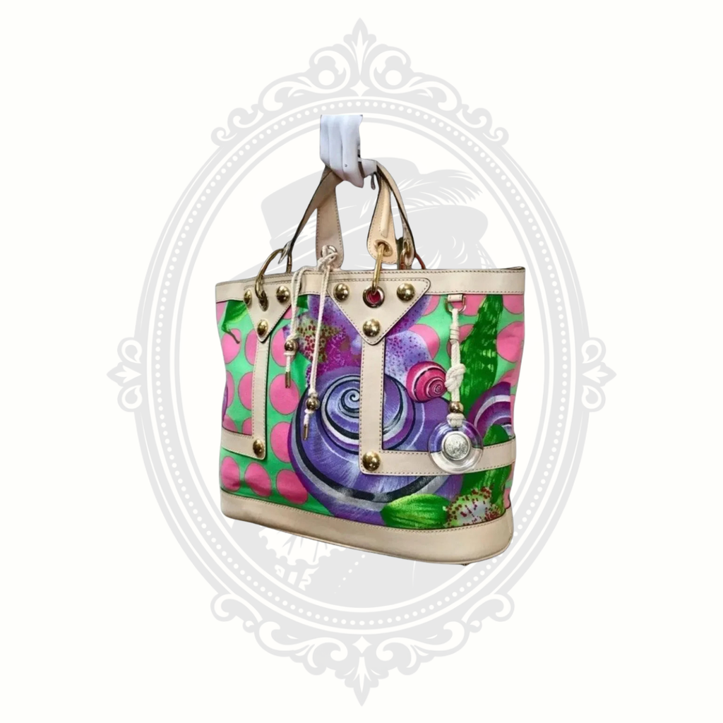 Vintage Versace Spring/Summer 2000 Miami Print Leather & Fabric Tote Bag – Rare Y2K Collectible