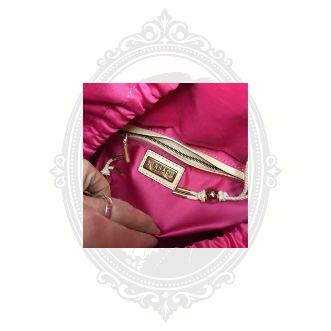 Vintage Versace Spring/Summer 2000 Miami Print Leather & Fabric Tote Bag – Rare Y2K Collectible