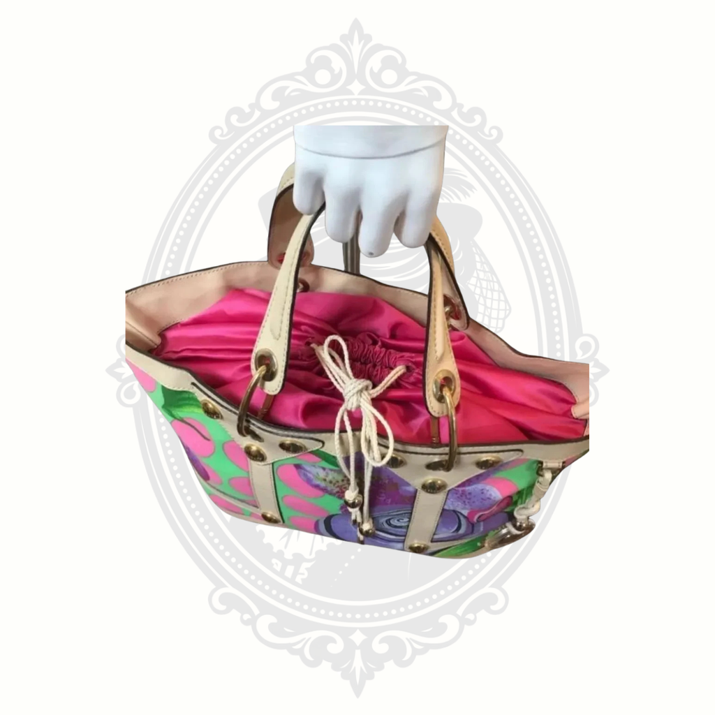 Vintage Versace Spring/Summer 2000 Miami Print Leather & Fabric Tote Bag – Rare Y2K Collectible