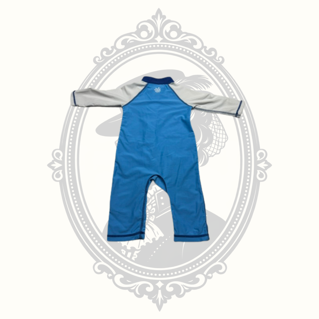 Voskinz UPF 50+ Baby Sun Suit One Piece Rash Guard Blue & Gray 12–18 Months