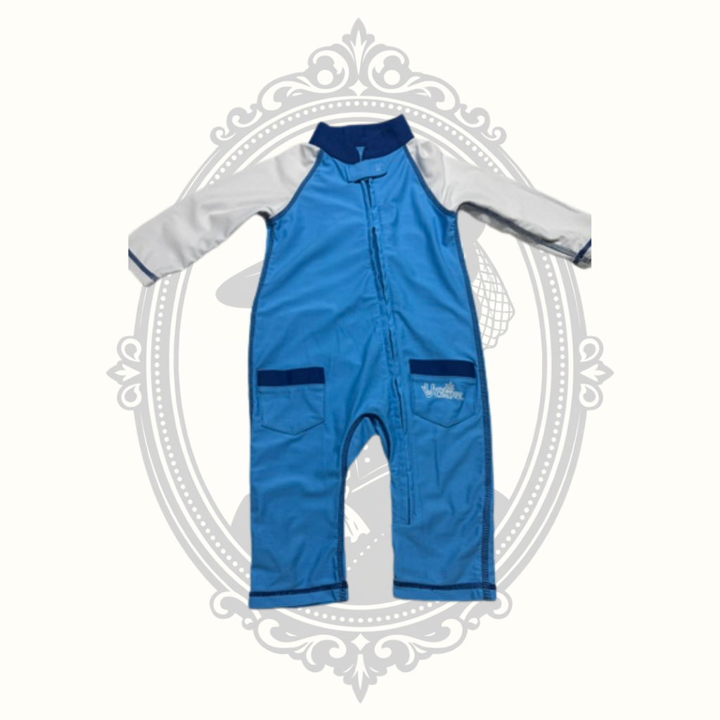 Voskinz UPF 50+ Baby Sun Suit One Piece Rash Guard Blue & Gray 12–18 Months