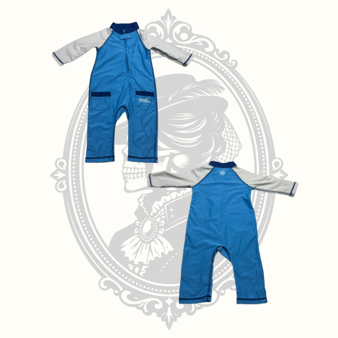 Voskinz UPF 50+ Baby Sun Suit One Piece Rash Guard Blue & Gray 12–18 Months